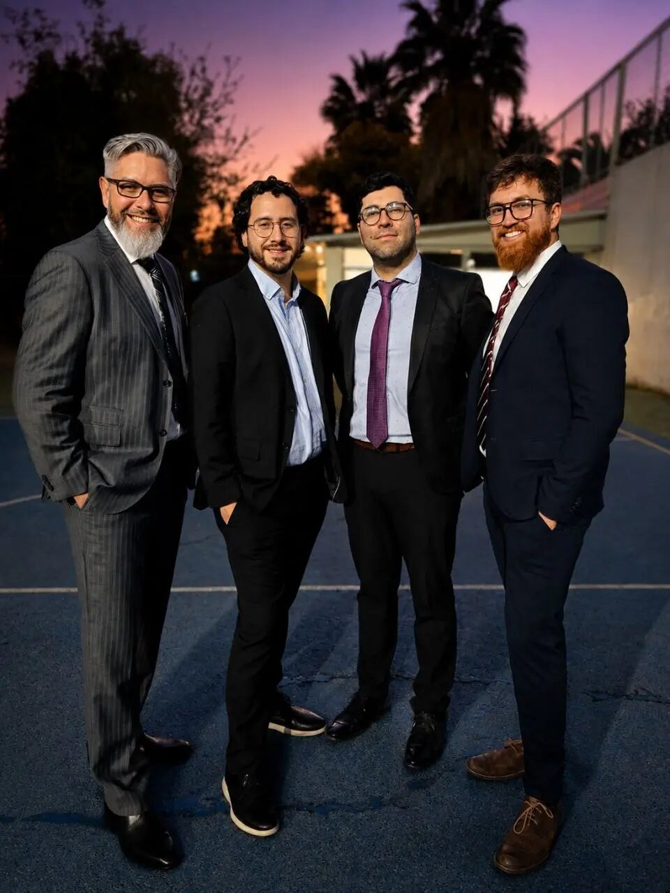 Steve Olivares, Marco Villacura, Rodrigo Cuevas y Luis Ledesma al atardecer